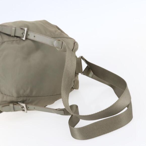PRADA Backpack Nylon Beige Silver Auth 148934 main image 14